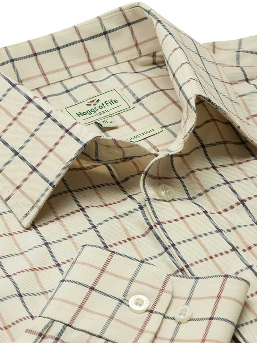 HOGGS OF FIFE Ambassador Premier Tattersall Shirt - Mens - Ivory & Navy - Image 3