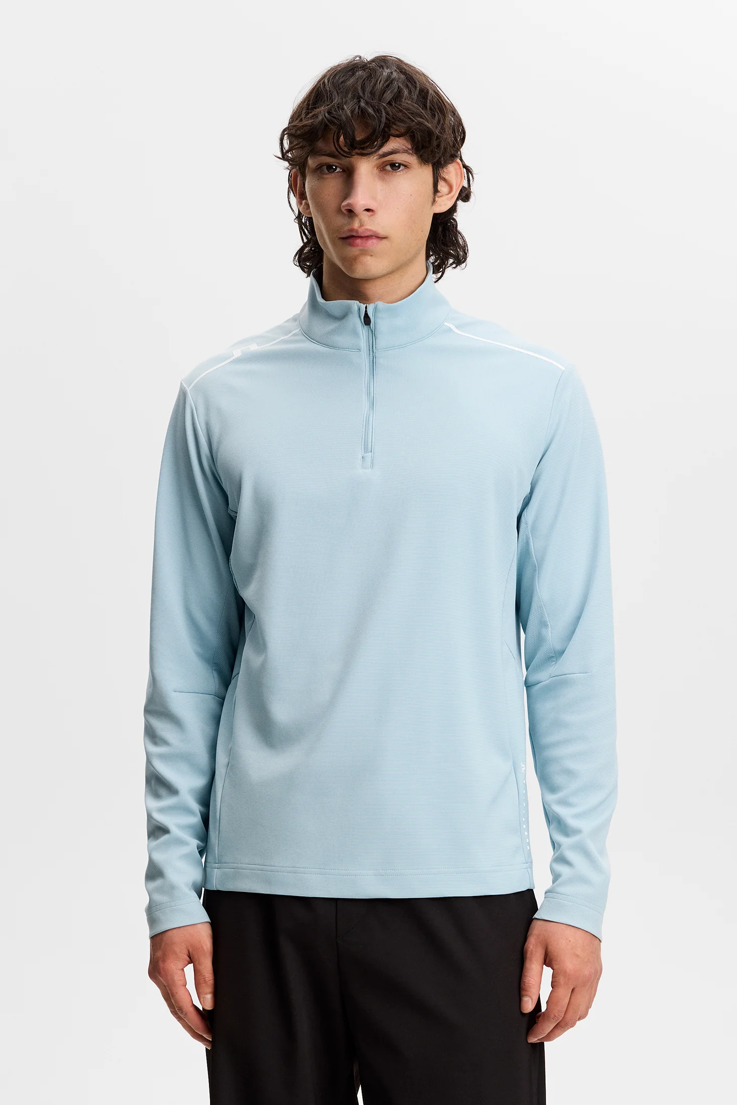 J.LINDEBERG Leon Quarter Zip Mid Layer – Men’s – Forget Me Not Blue - Image 2