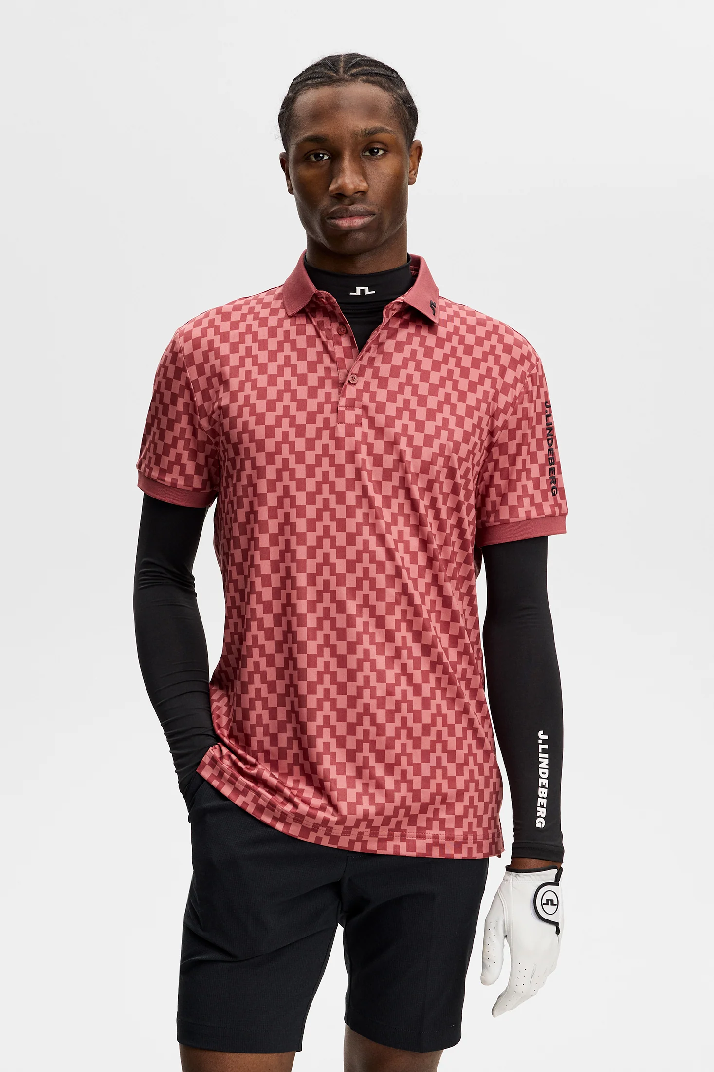 30% OFF - J.LINDEBERG Tour Tech Print Golf Polo Shirt – Men’s – Bridge Stack Apple Butter - Image 2