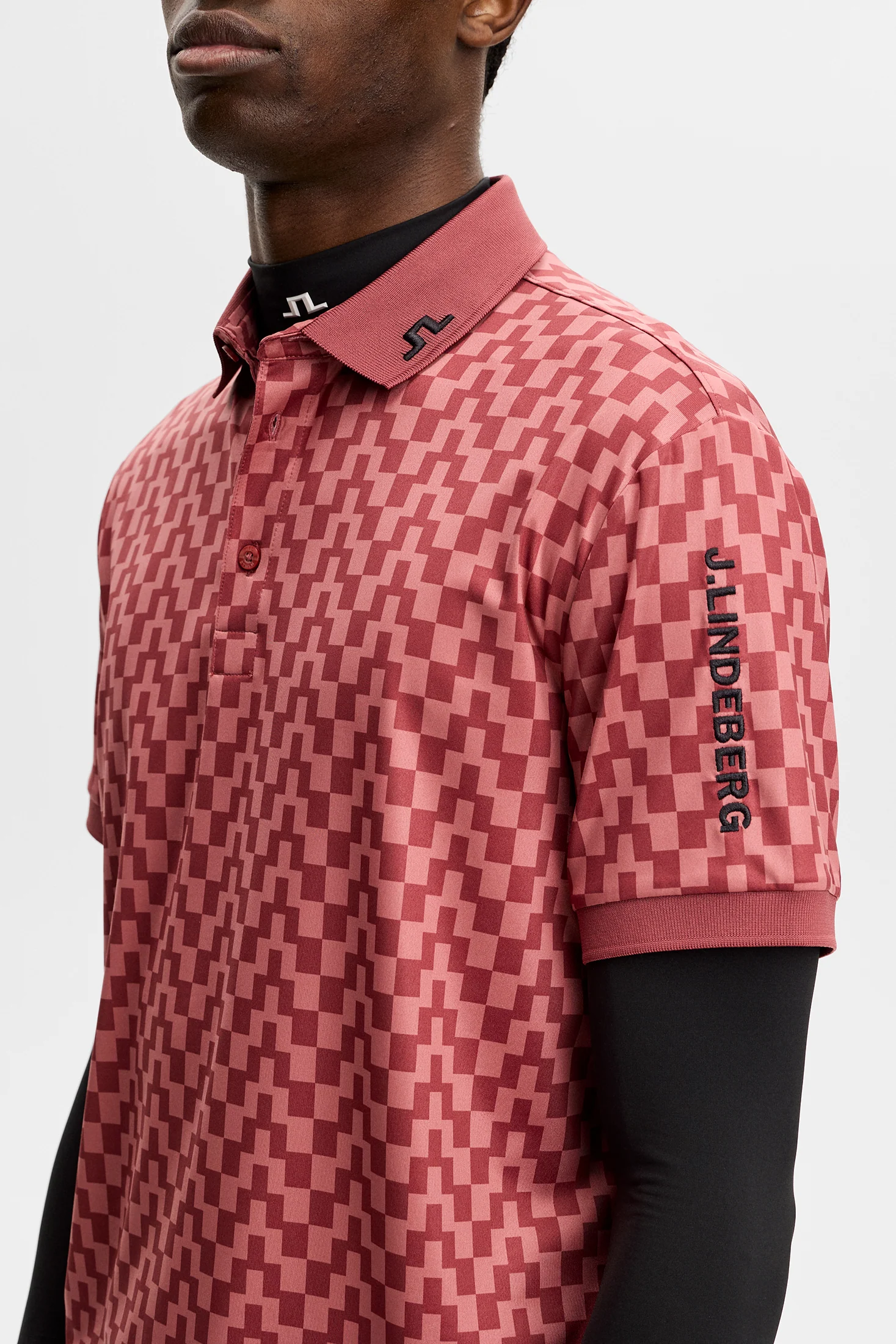 30% OFF - J.LINDEBERG Tour Tech Print Golf Polo Shirt – Men’s – Bridge Stack Apple Butter - Image 3