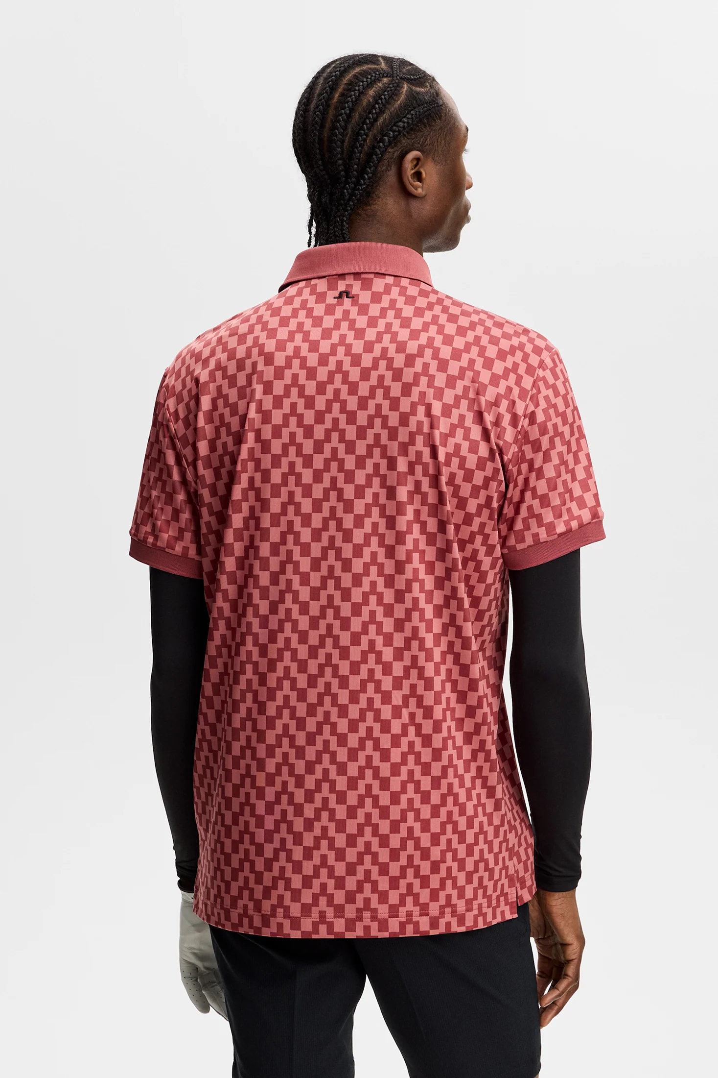 30% OFF - J.LINDEBERG Tour Tech Print Golf Polo Shirt – Men’s – Bridge Stack Apple Butter - Image 4