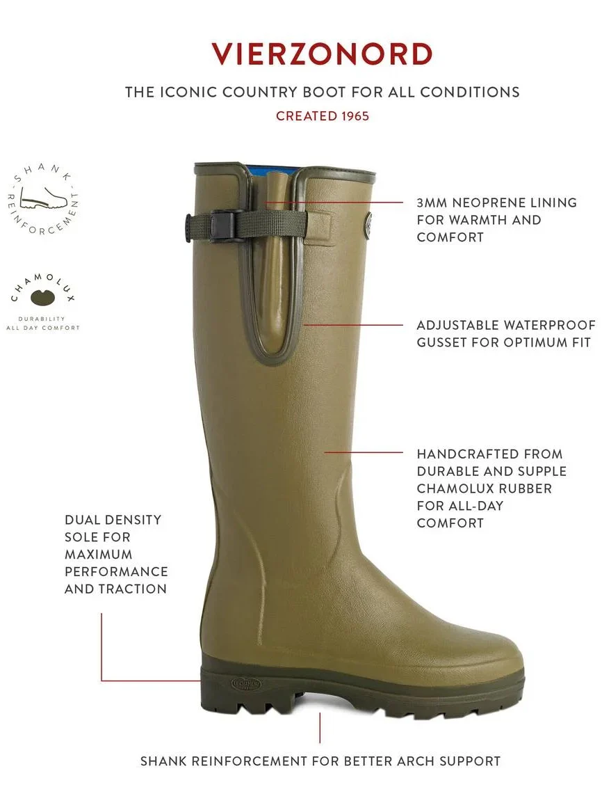 LE CHAMEAU Vierzonord Boots - Ladies Neoprene Lined - Dark Green - Image 6