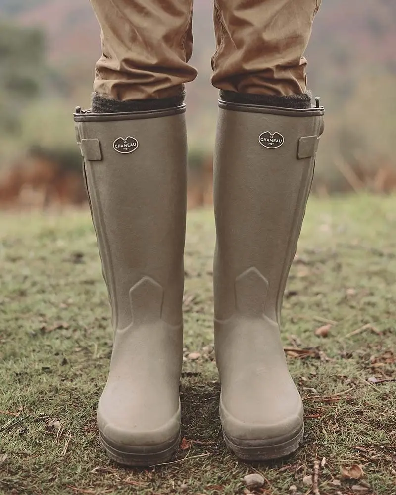 LE CHAMEAU Chasseur Boots - Mens Leather Lined Full Zip - Iconic Green - Image 2