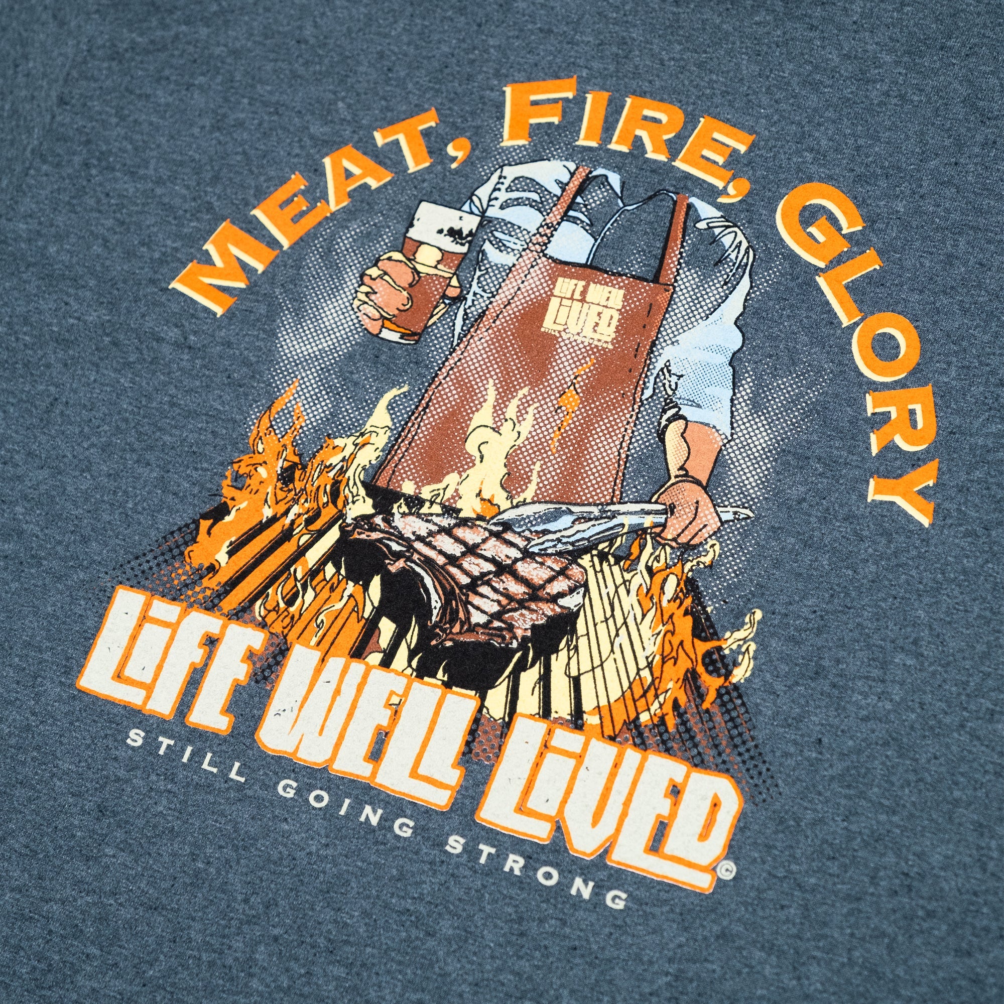 LIFE WELL LIVED Men's Soft Cotton T-Shirt - Meat Fire Glory - Image 3