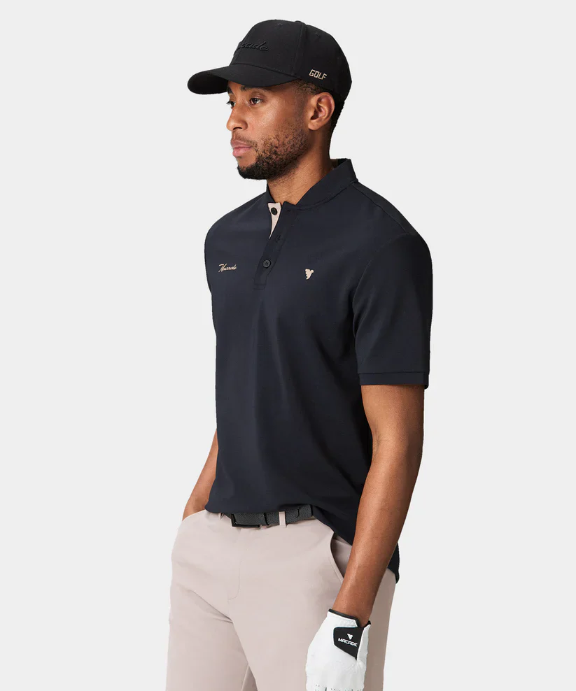 MACADE Men’s Heath Bomber Golf Shirt – Performance Stretch - Black - Image 2