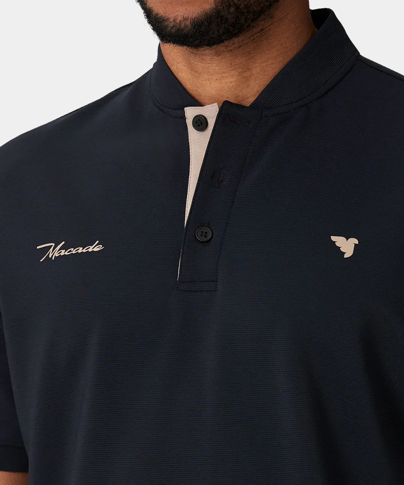 MACADE Men’s Heath Bomber Golf Shirt – Performance Stretch - Black - Image 3