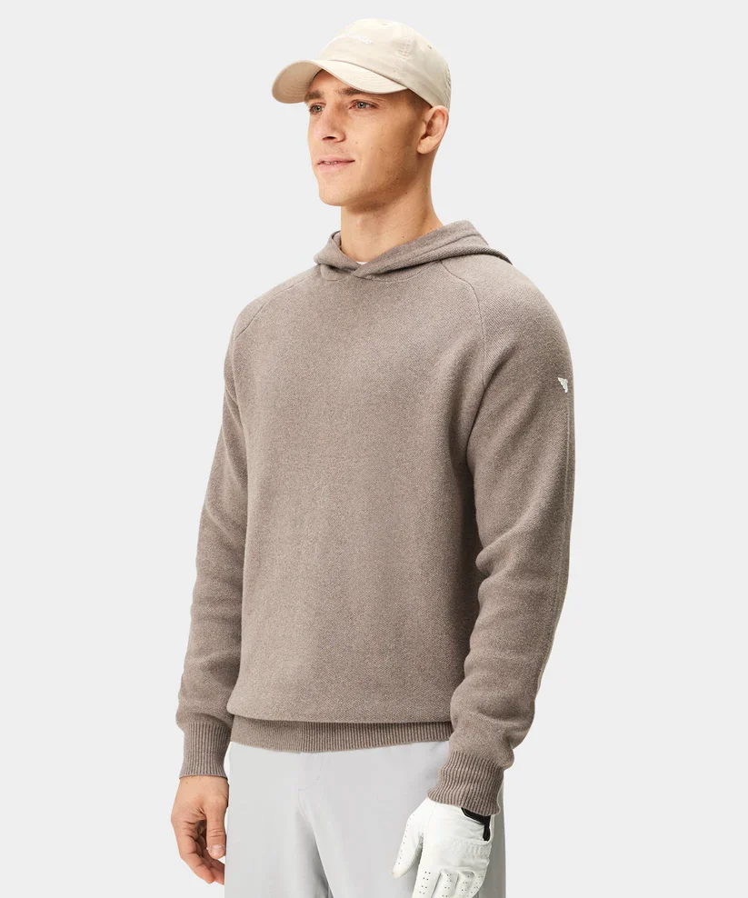 MACADE Men’s Tech Knit Golf Hoodie – Cotton Cashmere Blend – Brown - Image 3