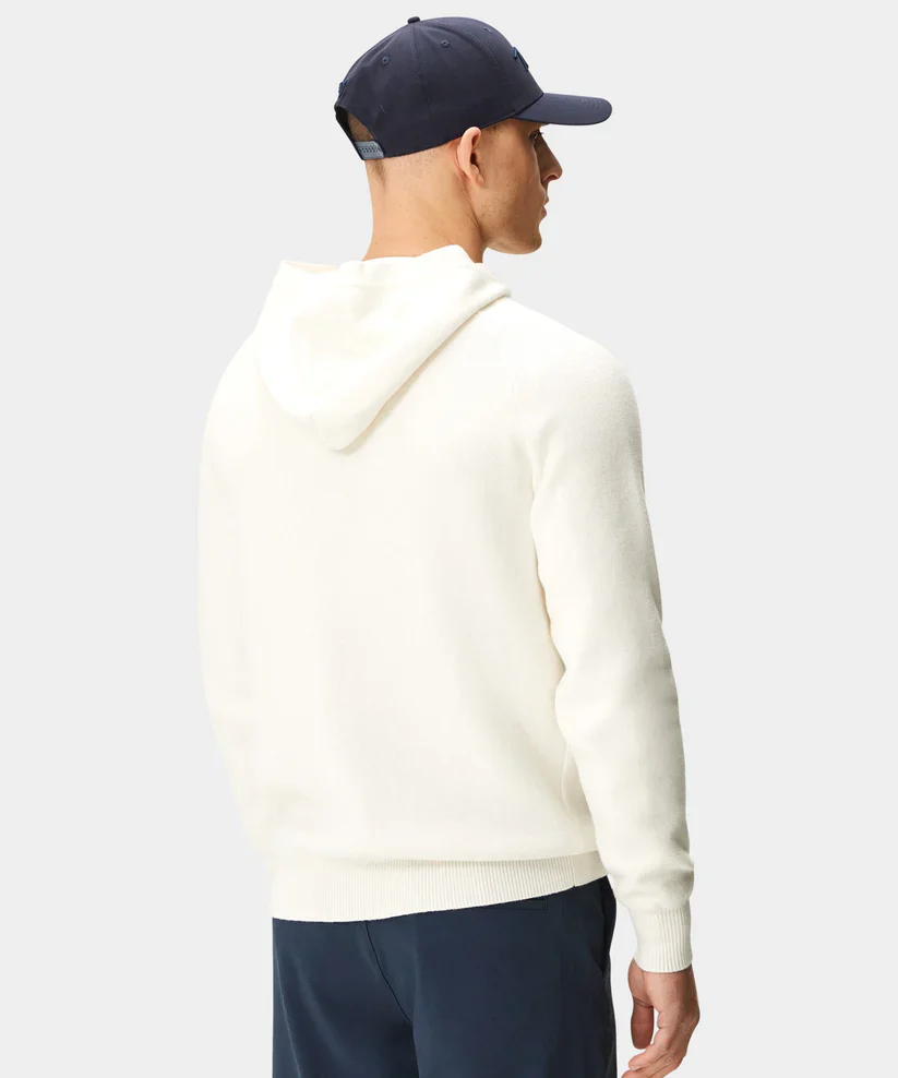 MACADE Men’s Tech Knit Golf Hoodie – Cotton Cashmere Blend – White - Image 2
