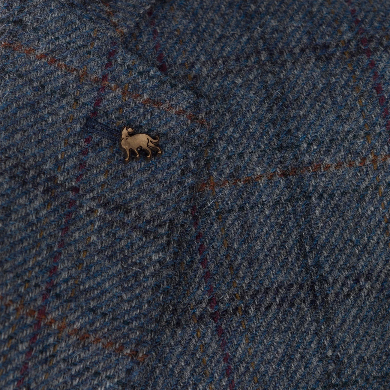 MAGEE Tweed Jacket - Mens Clady - Blue Twill With Rust, Navy & Plum Check - Image 2