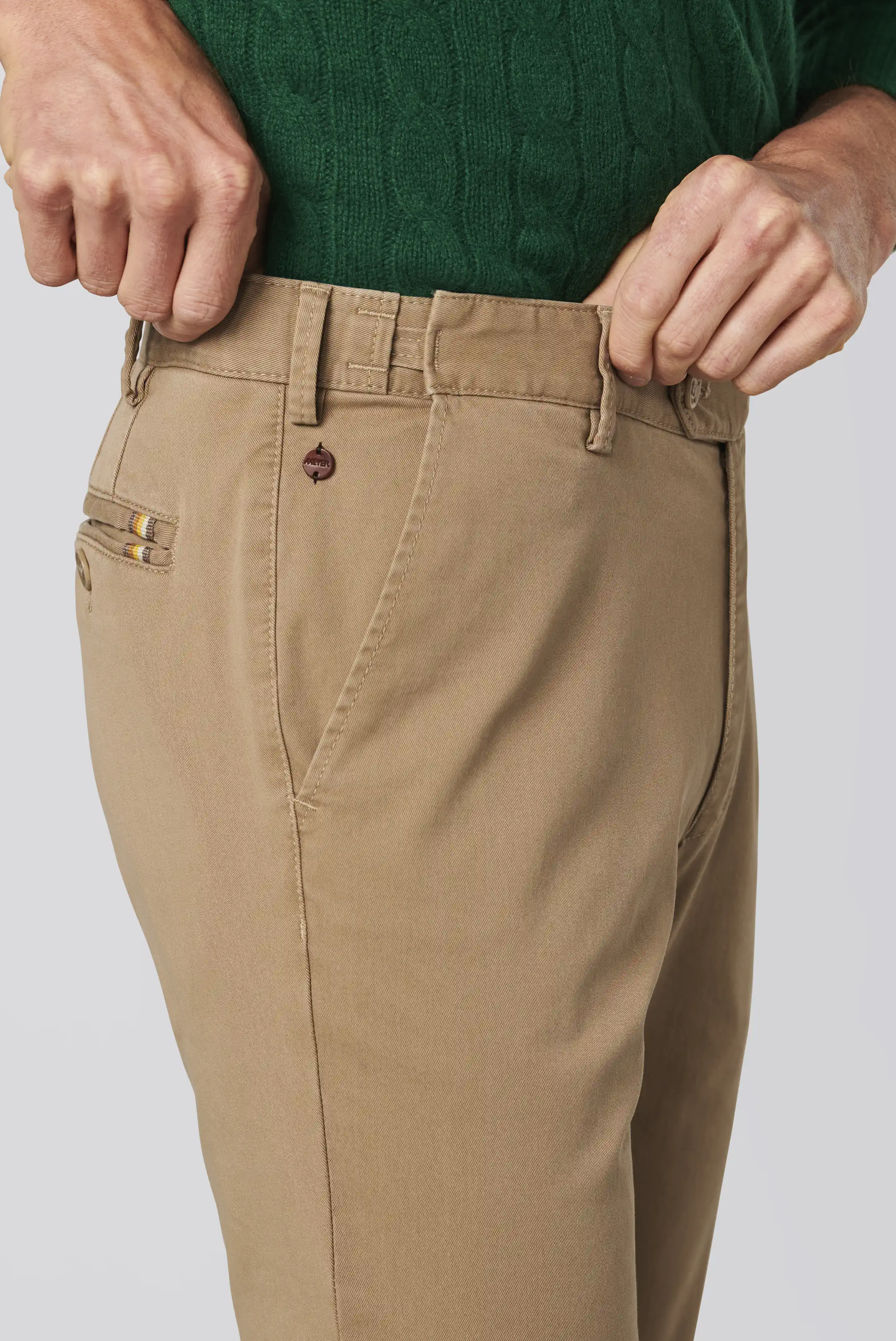 MEYER Oslo Trousers - 316 Luxury Cotton Chinos - Camel - Image 2