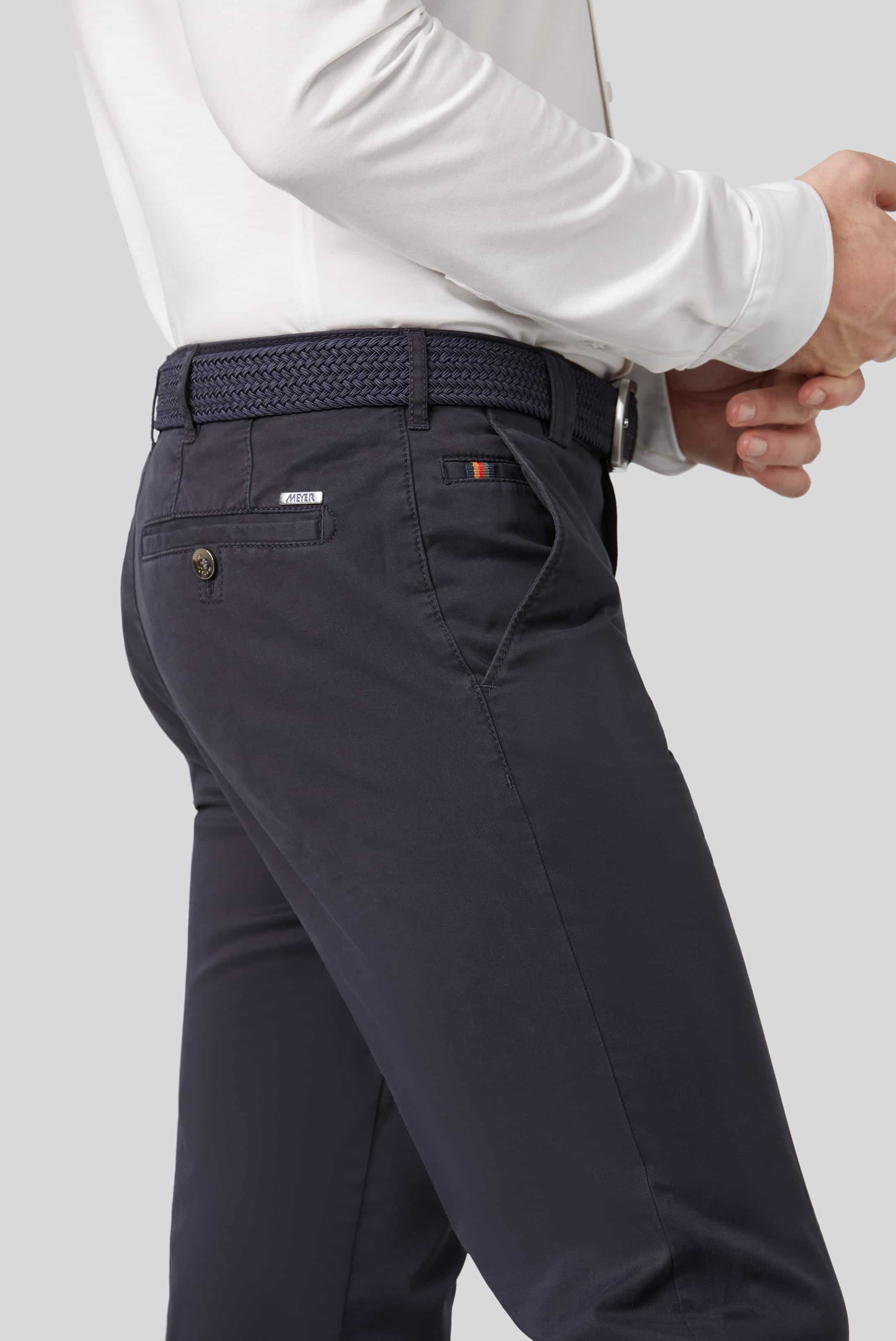 MEYER Roma Trousers - 3001 Light-Weight Cotton Chinos - Navy - Image 2