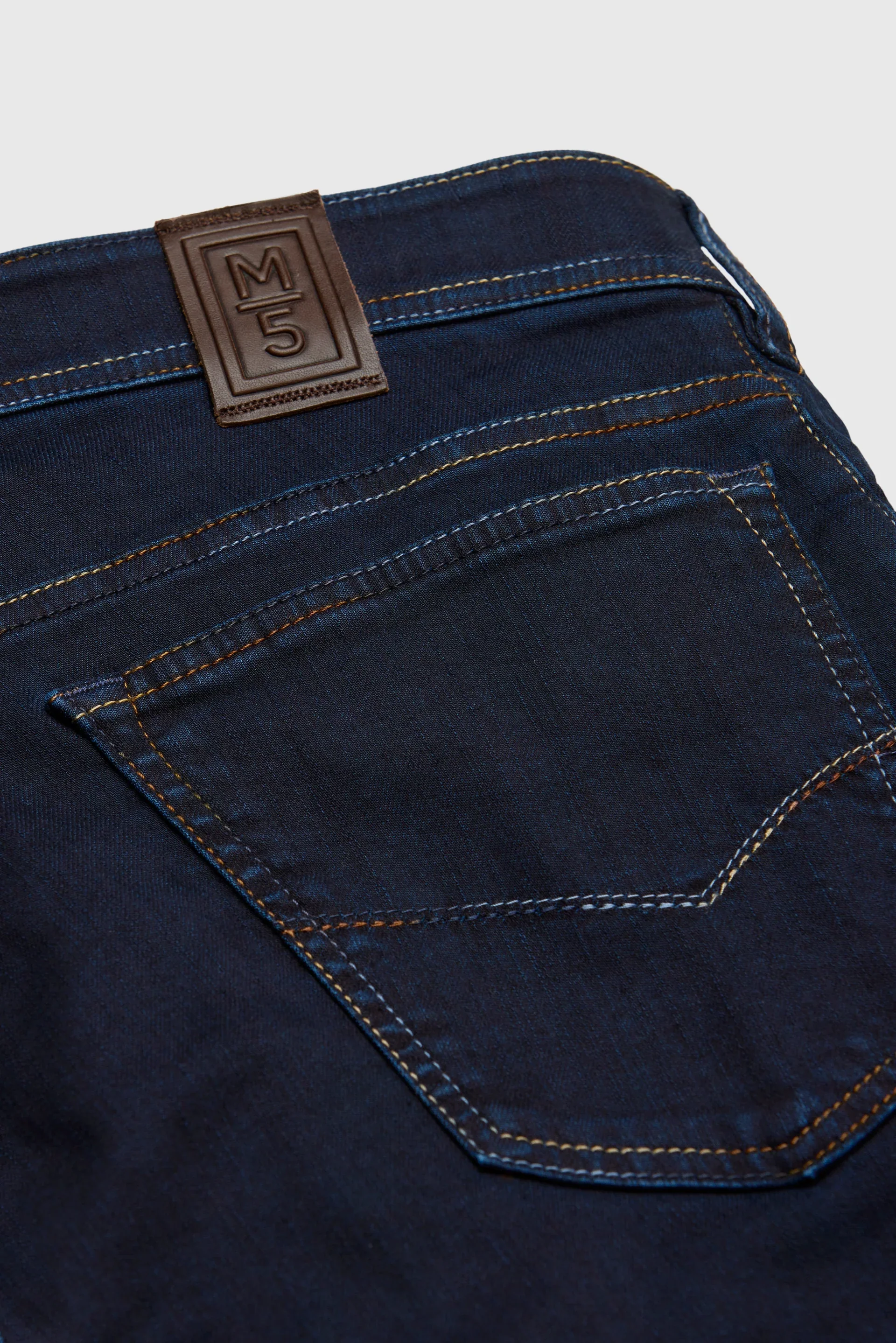MEYER M5 Jeans – 6288 Modern Fit – Multicolour Stitch Super Stretch Denim – Overdyed Dark Blue - Image 5