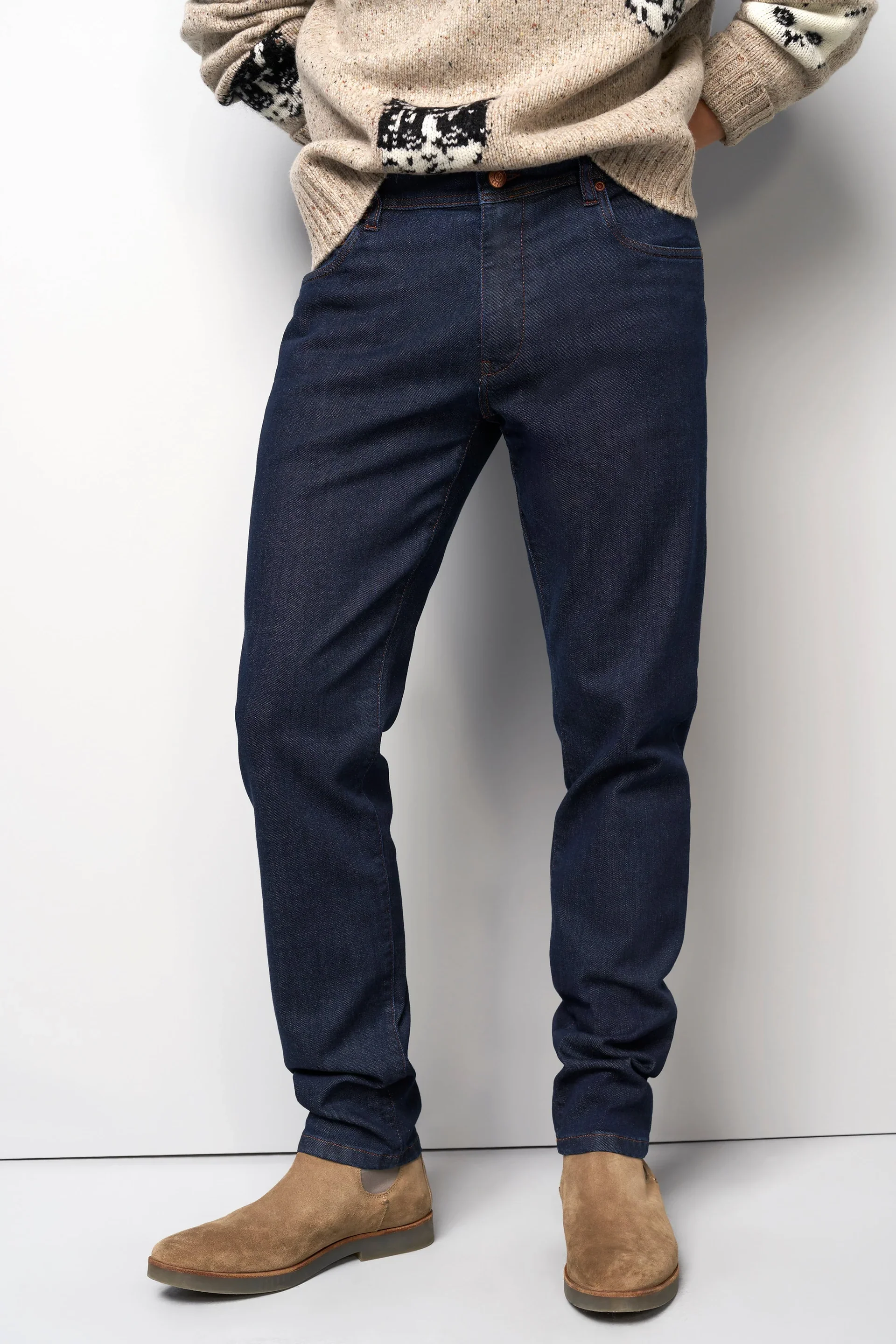MEYER M5 Jeans – 6291 Modern Fit – Hand-Finished Organic Stretch Denim – Dark Blue Stone