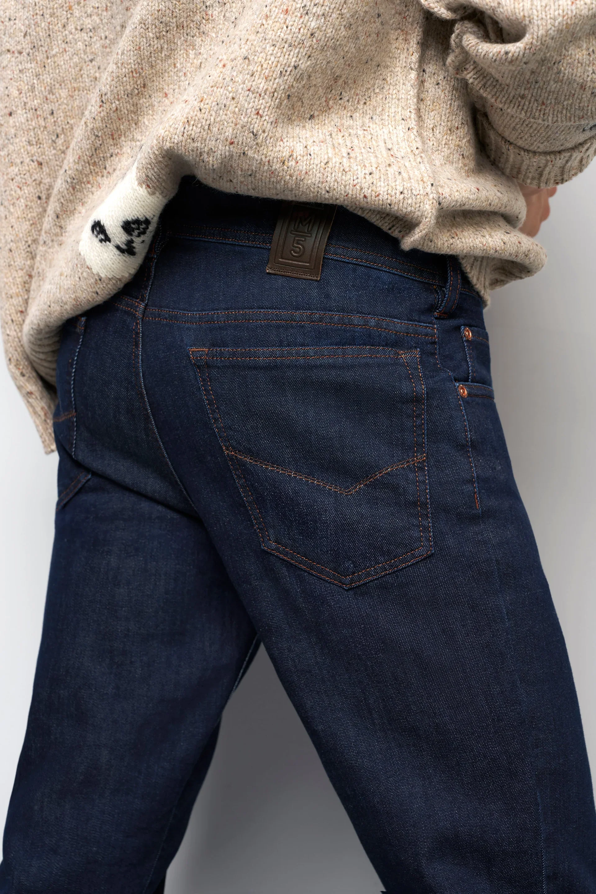 MEYER M5 Jeans – 6291 Modern Fit – Hand-Finished Organic Stretch Denim – Dark Blue Stone - Image 2
