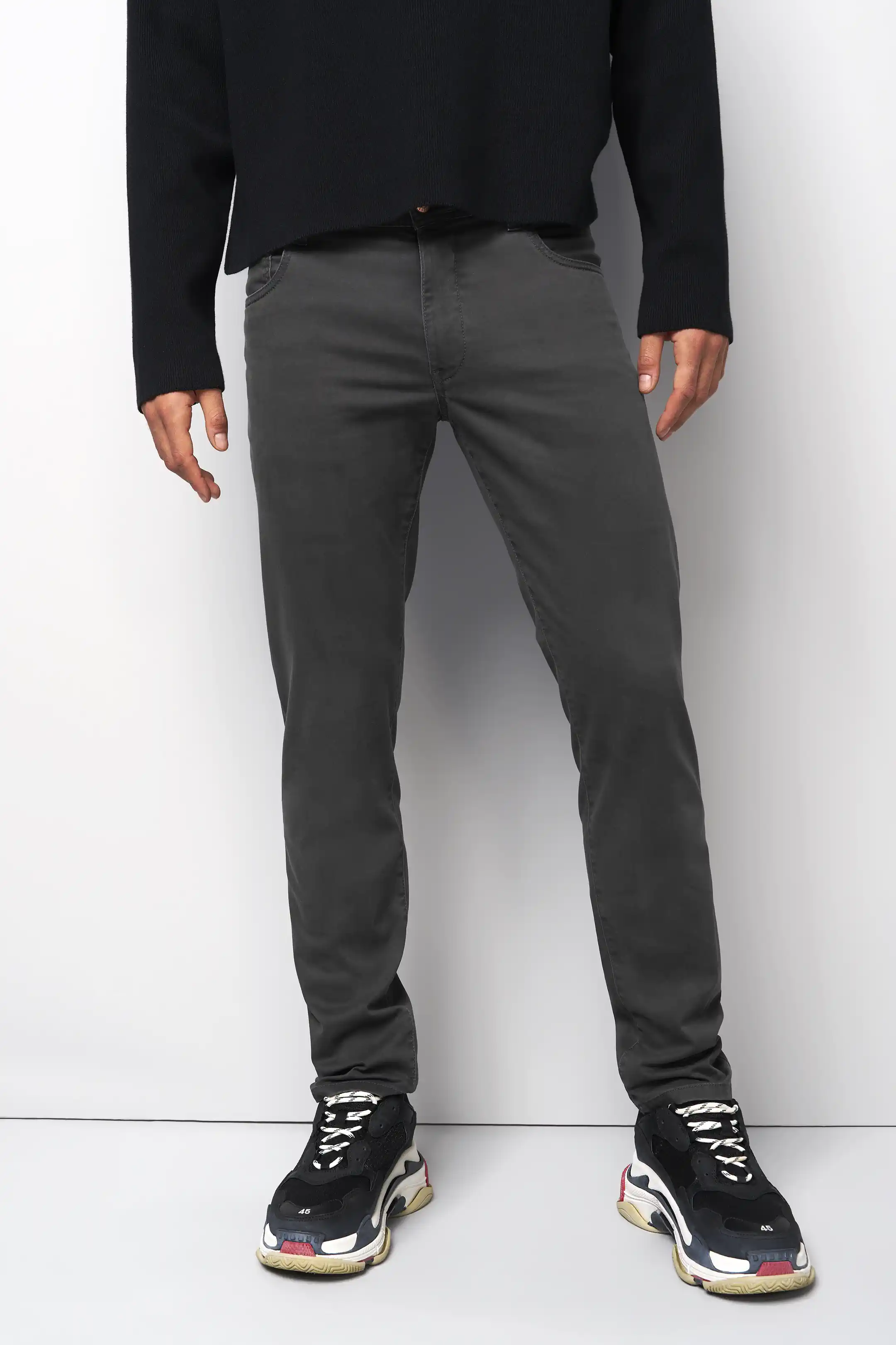 MEYER M5 6106 High Performance Satin Cotton Chinos – Grey