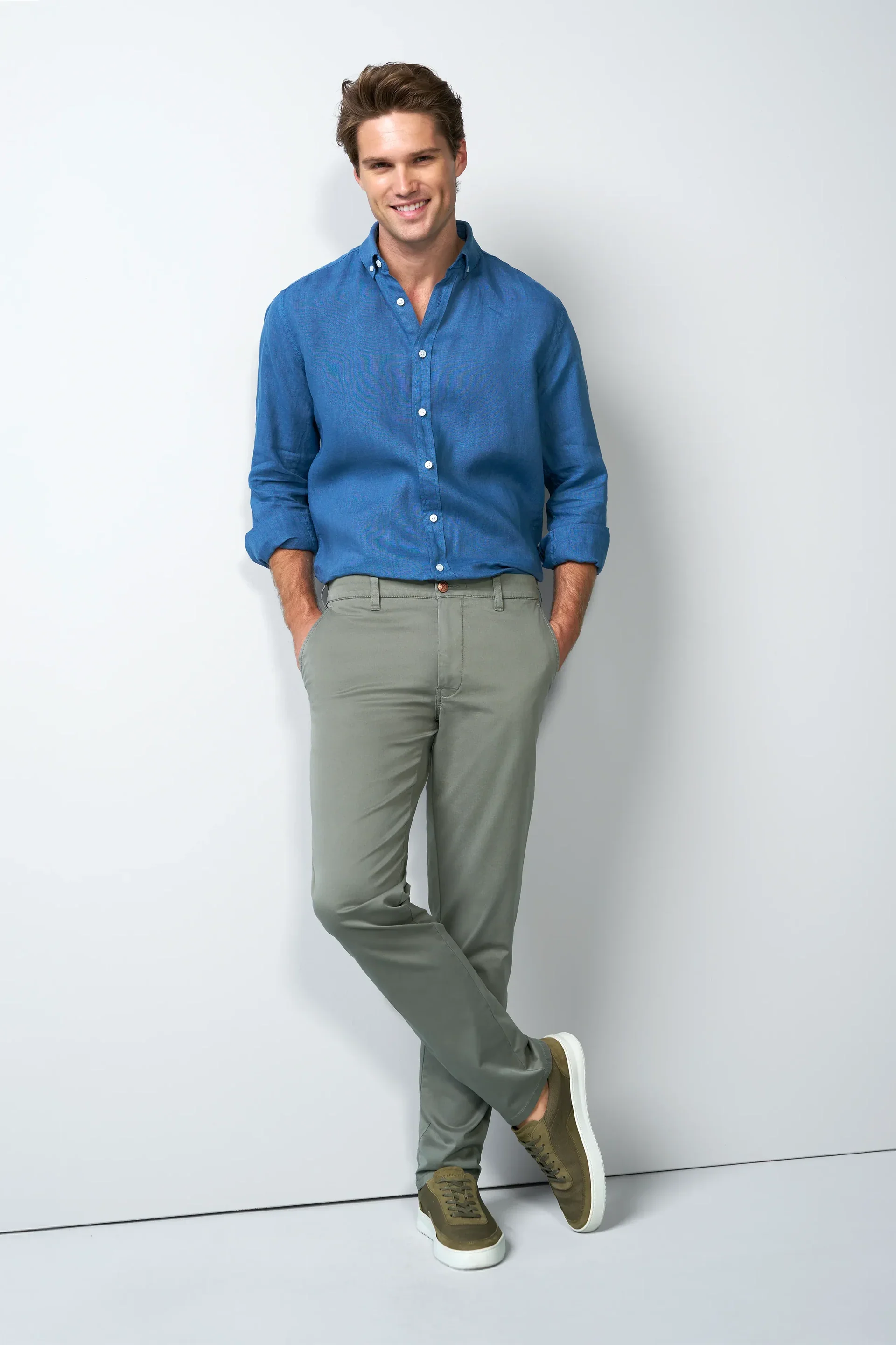 MEYER M5 Move 6024 Flex Organic Cotton Chinos – Olive - Image 4
