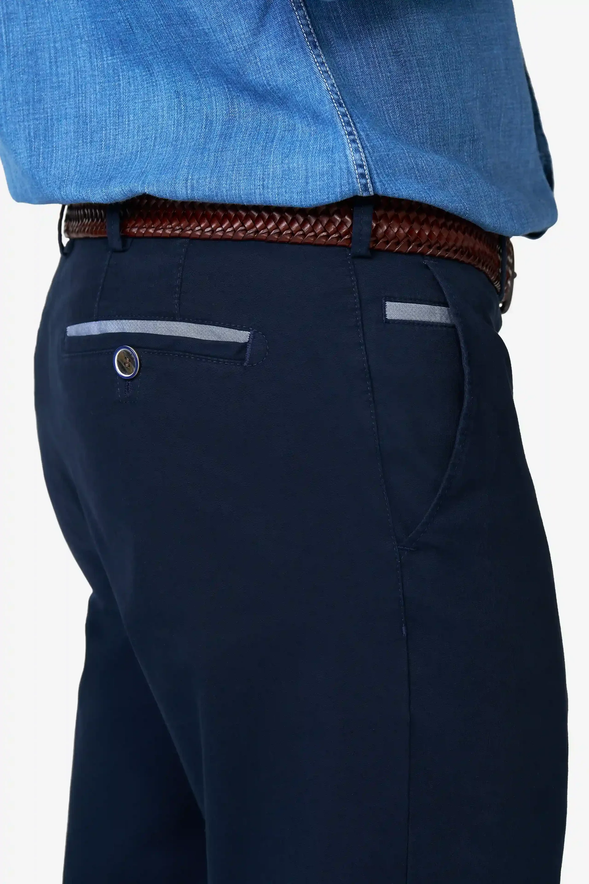 MEYER Roma Comfort Fit Chinos – 5080 Organic Cotton Stretch – Navy - Image 2