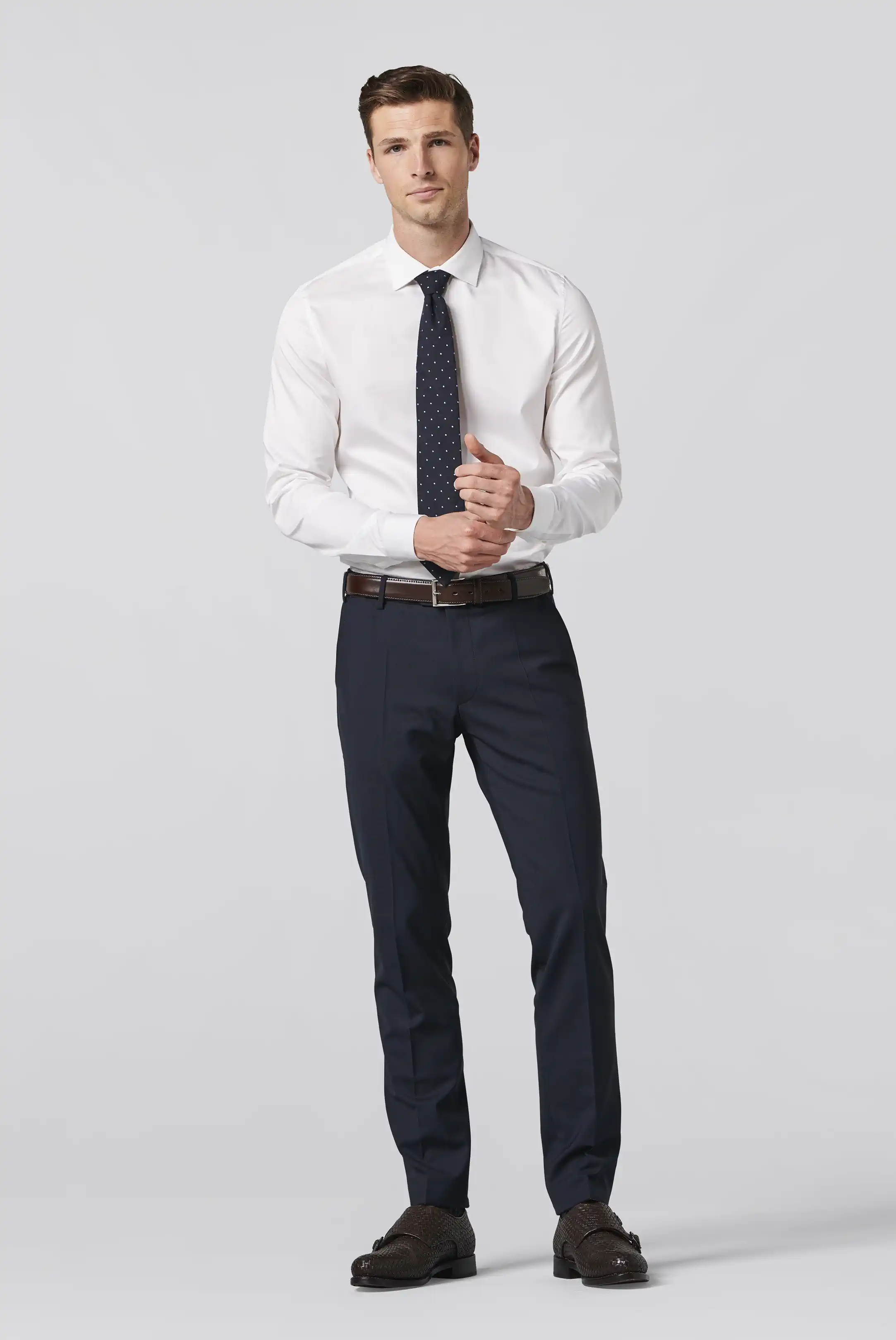 MEYER Oslo Trousers - 344 Flex Tropical Wool-Mix - Navy - Image 5