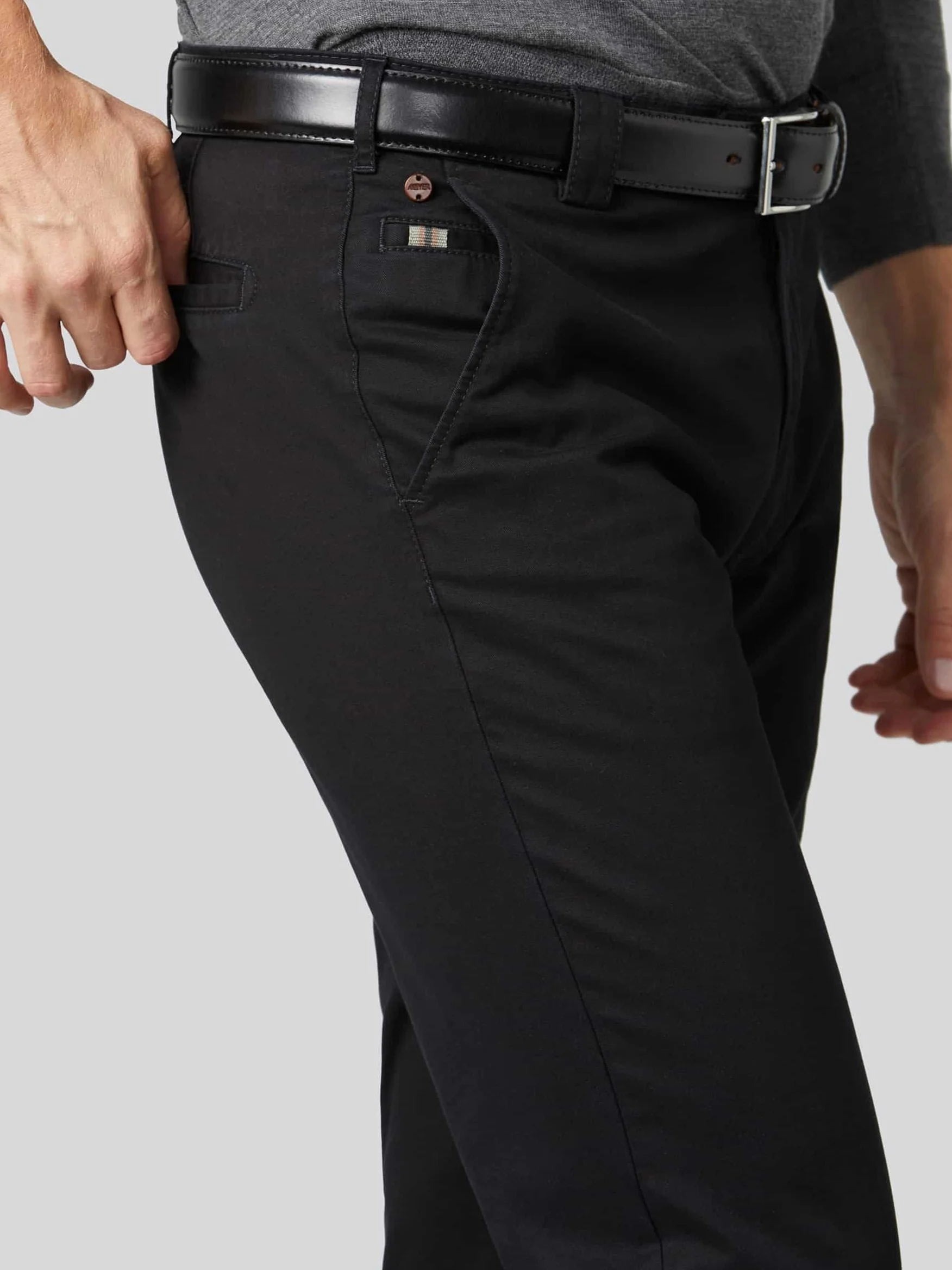 MEYER Roma Trousers - 316 Luxury Cotton Chinos - Black - Image 2