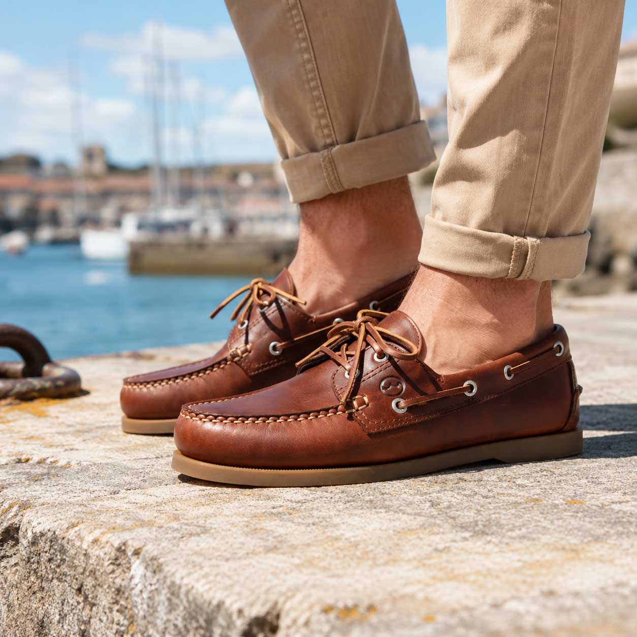 ORCA BAY Mens Creek Leather Deck Shoes - Saddle - Image 2