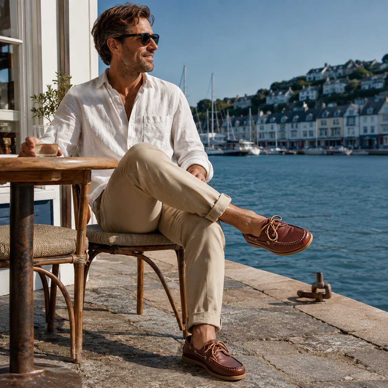ORCA BAY Mens Creek Leather Deck Shoes - Saddle - Image 3