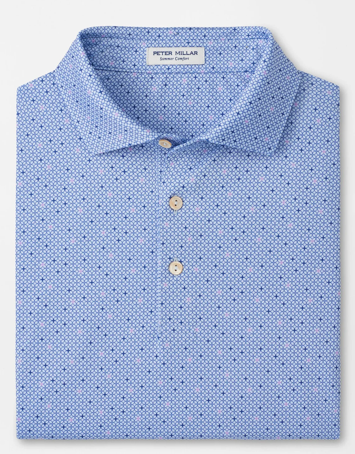 PETER MILLAR Barrier Performance Jersey Polo Shirt - Men's Classic Fit - Stream Blue