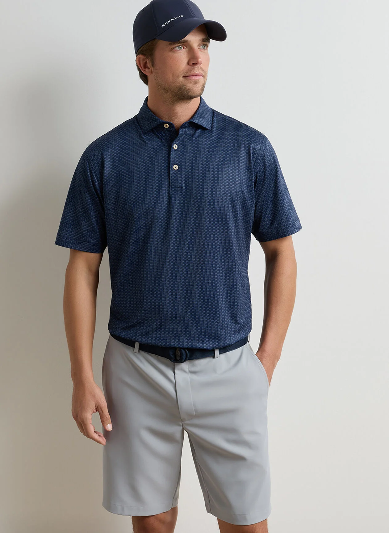 PETER MILLAR Bunker Bar Performance Jersey Polo Shirt - Men's Classic Fit - Navy - Image 2