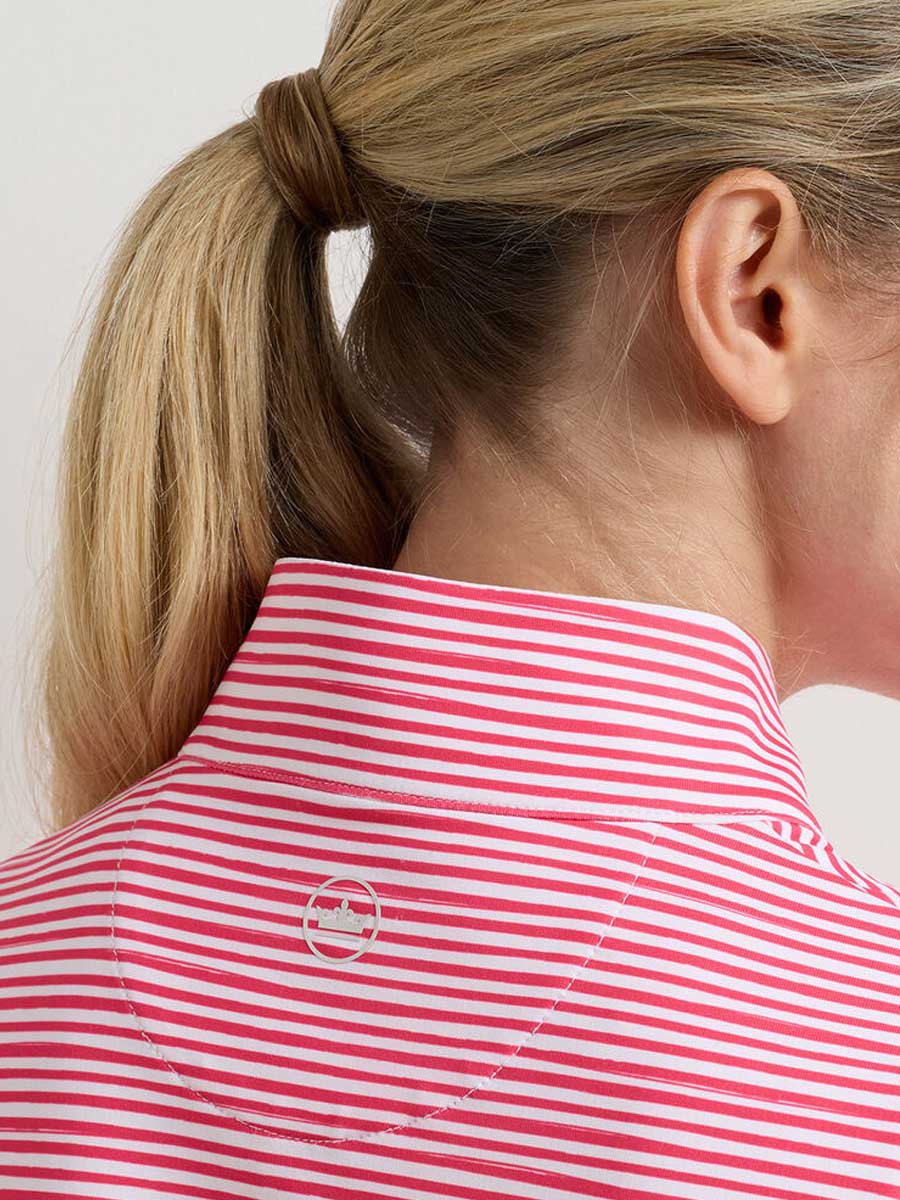 PETER MILLAR Bunker Stripes Perth Performance Quarter-Zip - Womens - Calabrian Red - Image 5