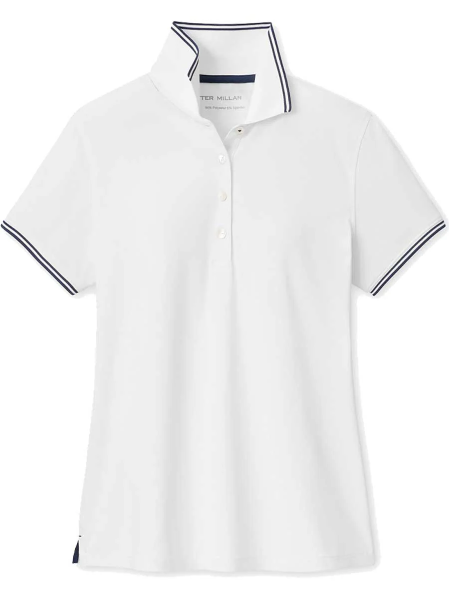 PETER MILLAR Canterbury Tipped Sport Mesh Polo - Womens - White / Navy