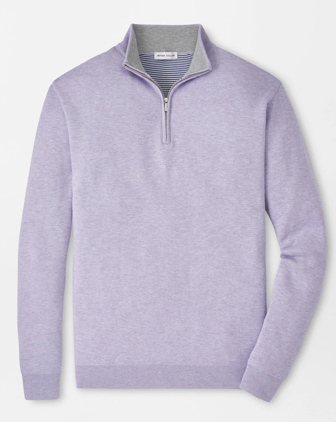 PETER MILLAR Coolspun Lite Cotton Quarter-Zip Sweater – Men's Classic Fit – Light Violet