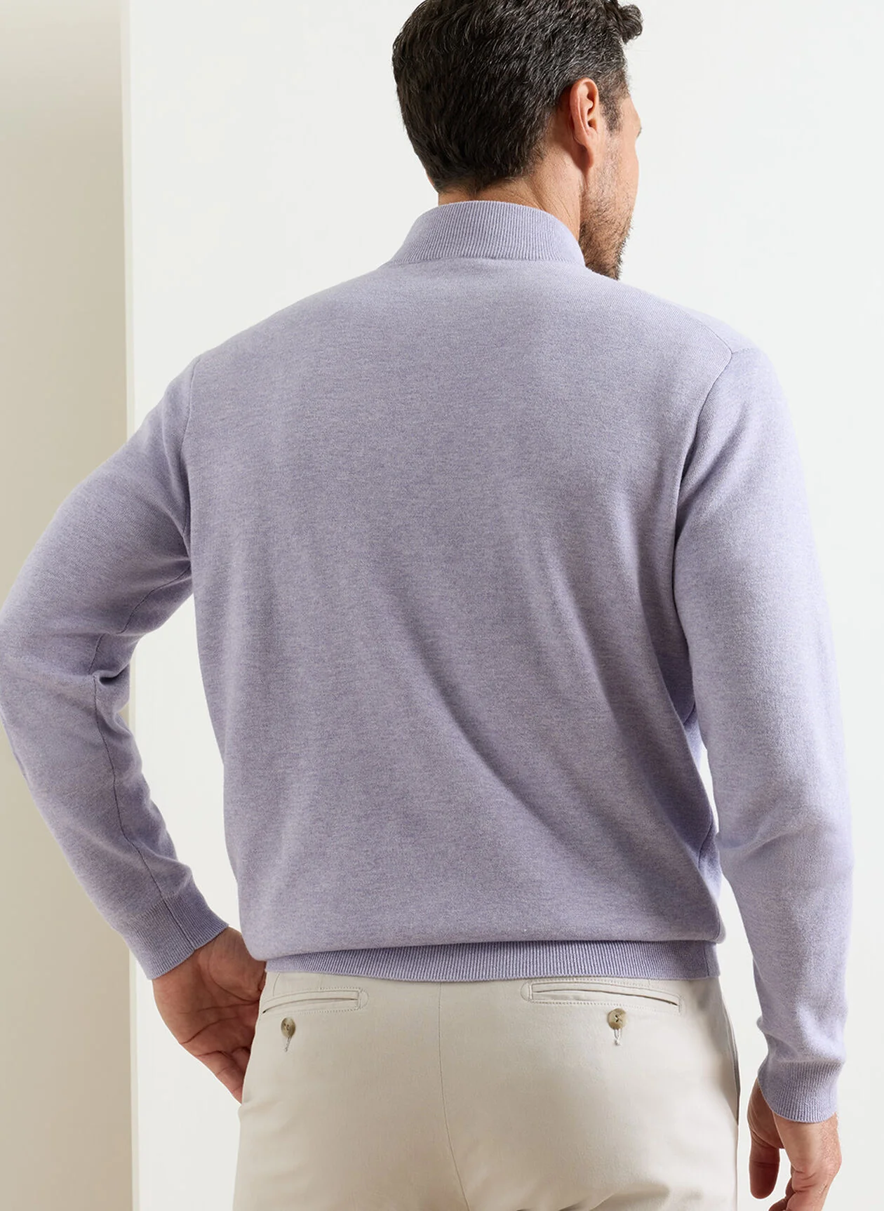 PETER MILLAR Coolspun Lite Cotton Quarter-Zip Sweater – Men's Classic Fit – Light Violet - Image 2