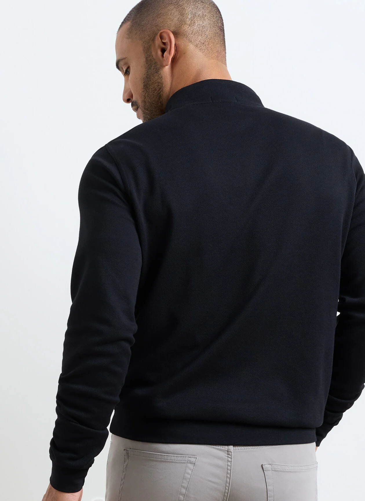 PETER MILLAR Crown Comfort Pique Quarter Zip Sweater - Men's Classic Fit - Black - Image 3