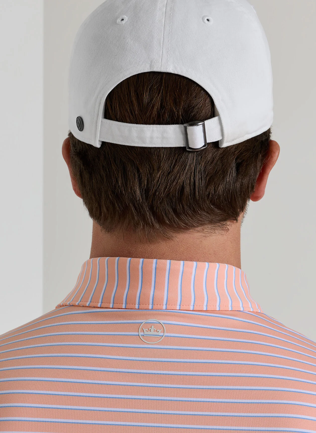 PETER MILLAR Dunnes Stripe Performance Jersey Polo Shirt – Men’s Classic Fit – Summer Apricot - Image 5