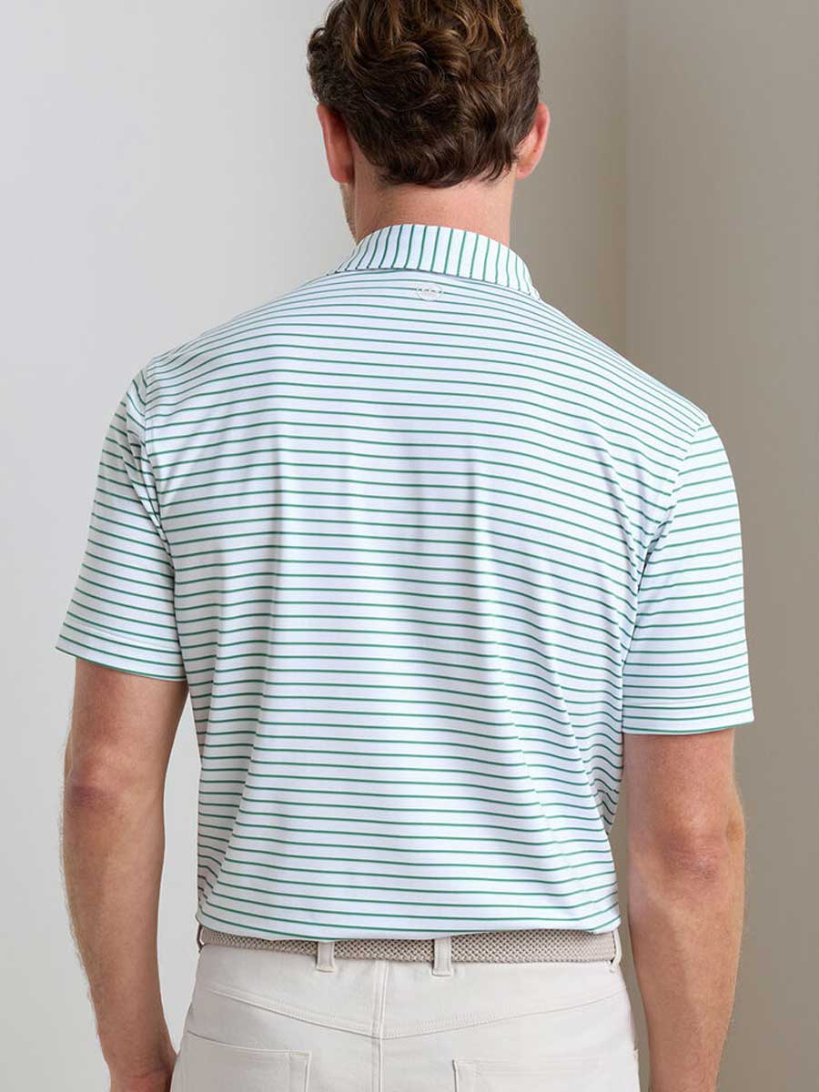 PETER MILLAR Dunnes Stripe Performance Jersey Polo Shirt – Men’s Classic Fit – White / Snow Pea - Image 3