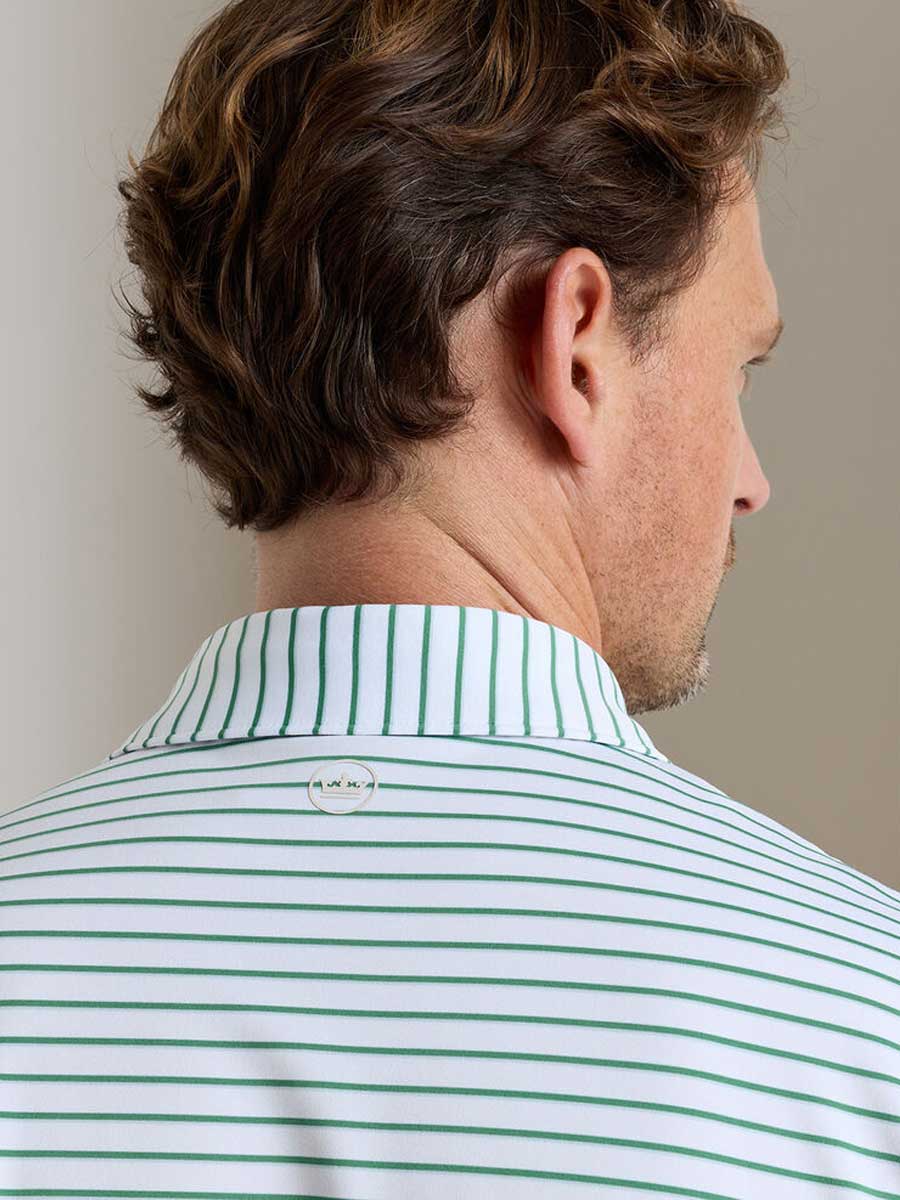 PETER MILLAR Dunnes Stripe Performance Jersey Polo Shirt – Men’s Classic Fit – White / Snow Pea - Image 5