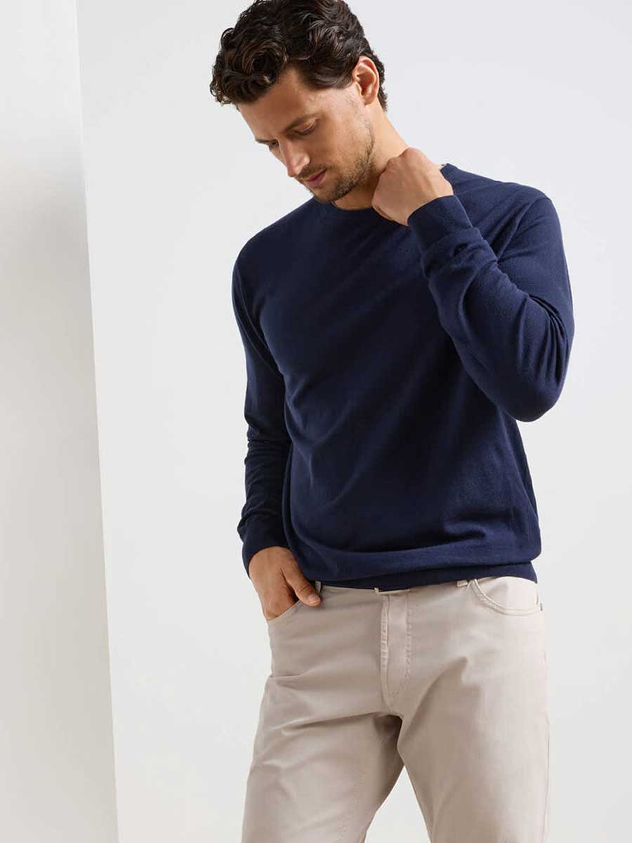 PETER MILLAR Excursionist Flex Crew Neck Jumper - Mens - Navy - Image 4