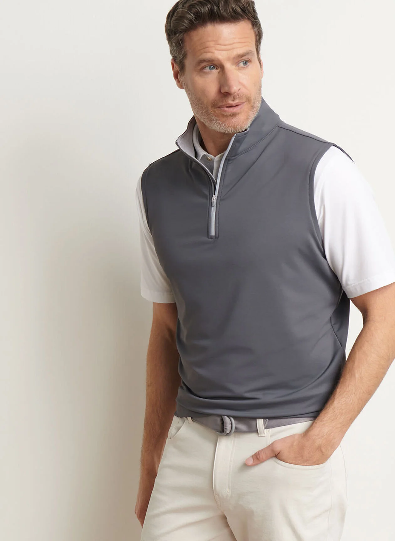 PETER MILLAR Galway Stretch Quarter-Zip Gilet – Men’s Classic Fit – Iron - Image 2