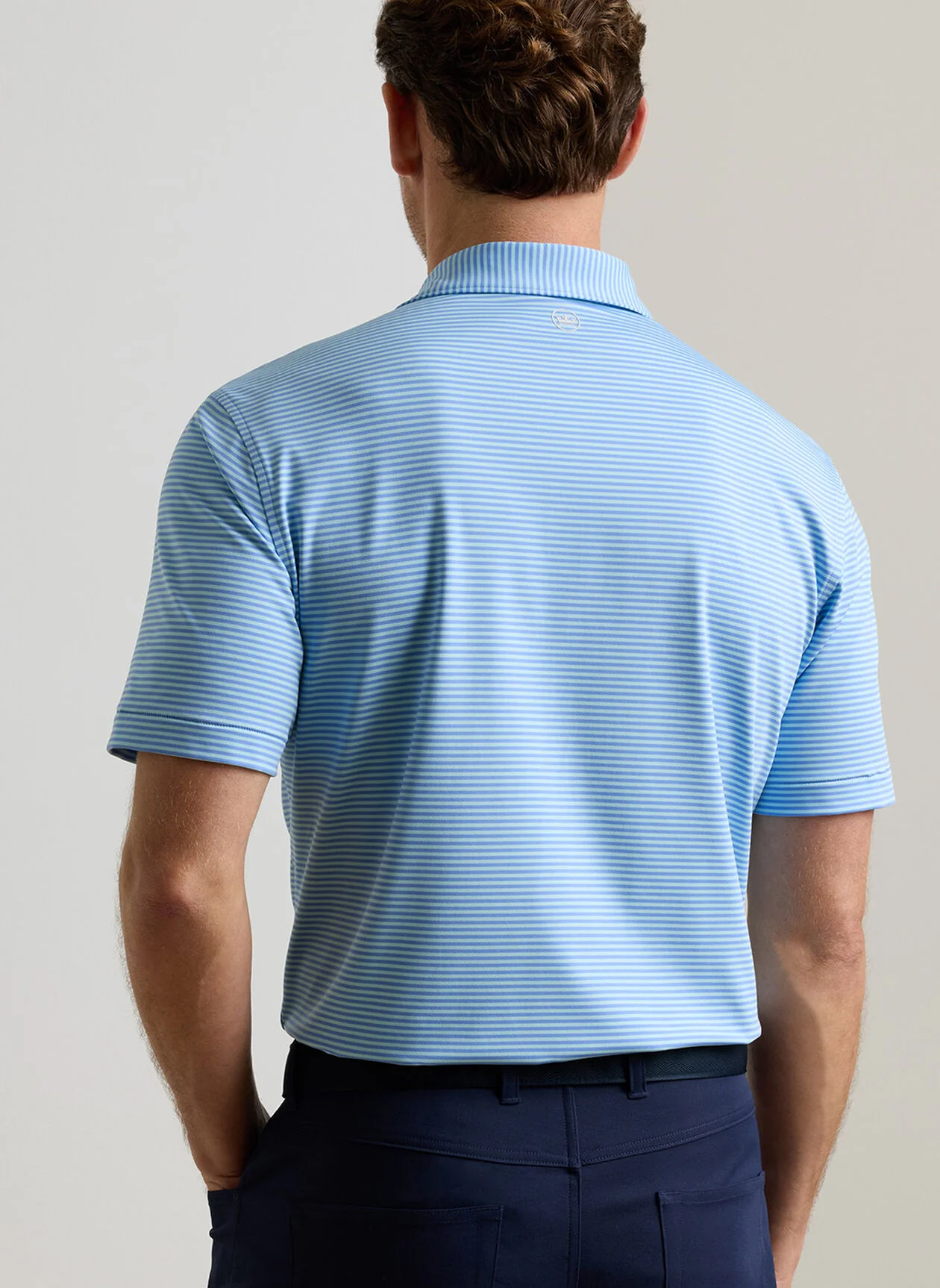 PETER MILLAR Hales Stripe Performance Jersey Polo Shirt – Men’s Classic Fit – Bluebird - Image 3