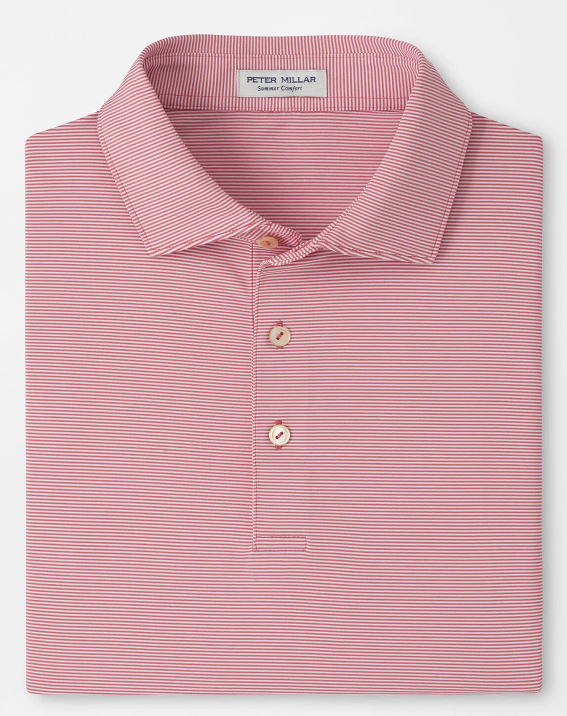 PETER MILLAR Jubilee Stripe Performance Jersey Polo Shirt – Men’s Classic Fit – Chili Red