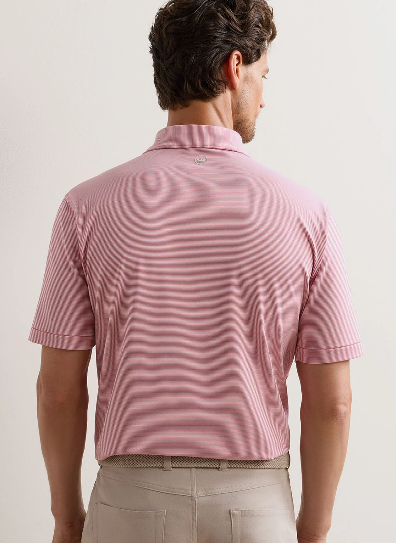 PETER MILLAR Jubilee Stripe Performance Jersey Polo Shirt – Men’s Classic Fit – Chili Red - Image 3