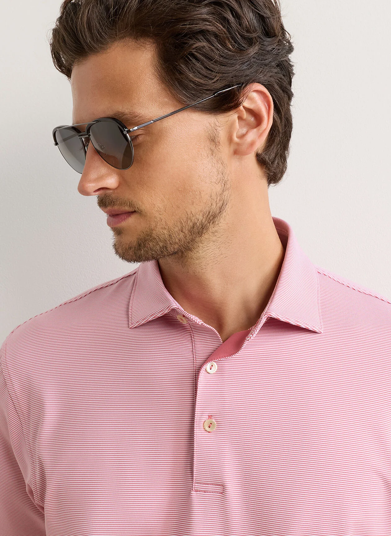 PETER MILLAR Jubilee Stripe Performance Jersey Polo Shirt – Men’s Classic Fit – Chili Red - Image 4