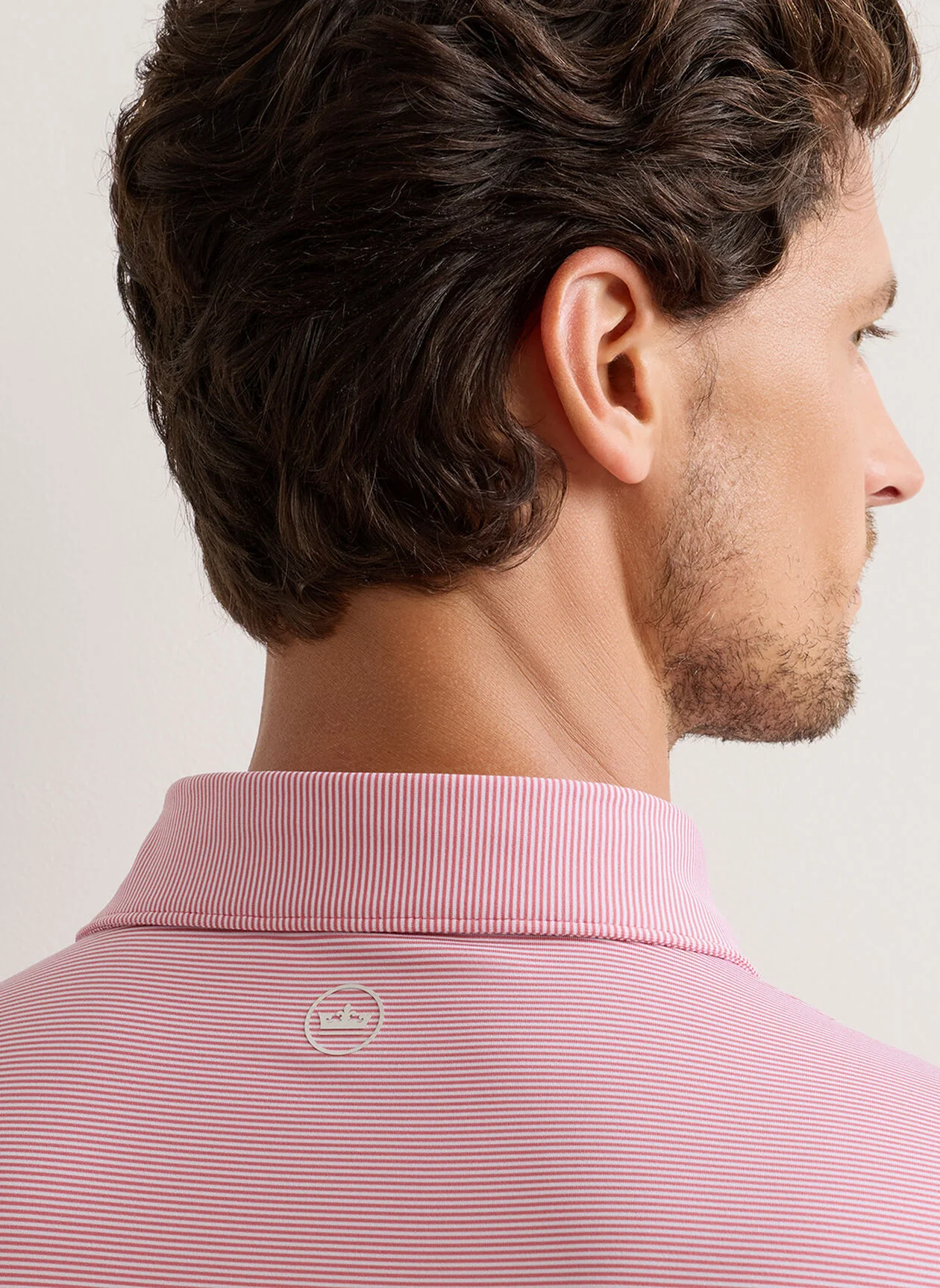 PETER MILLAR Jubilee Stripe Performance Jersey Polo Shirt – Men’s Classic Fit – Chili Red - Image 5