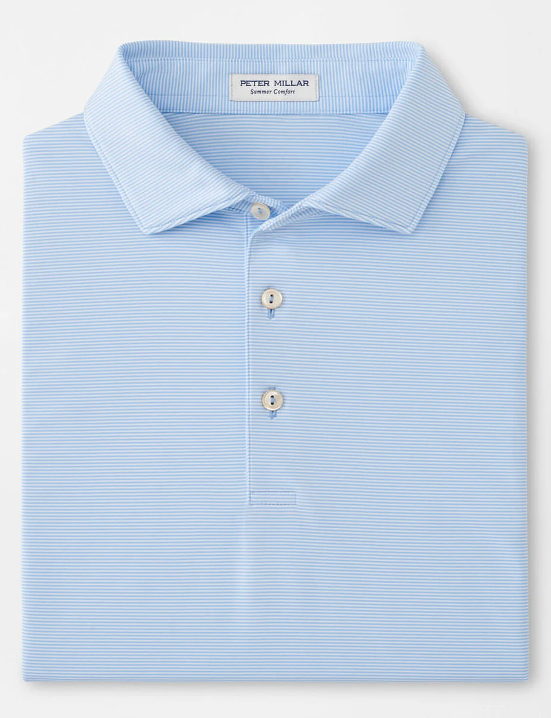 PETER MILLAR Jubilee Stripe Performance Jersey Polo Shirt – Men’s Classic Fit – Cottage Blue