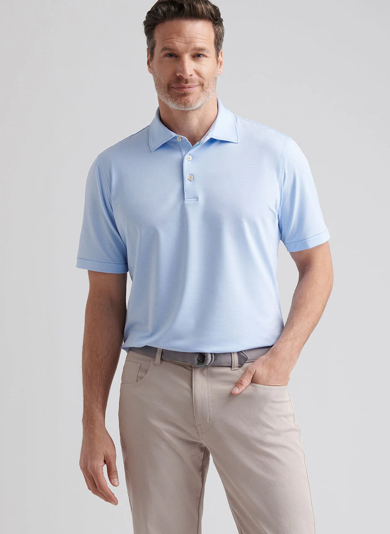 PETER MILLAR Jubilee Stripe Performance Jersey Polo Shirt – Men’s Classic Fit – Cottage Blue - Image 2