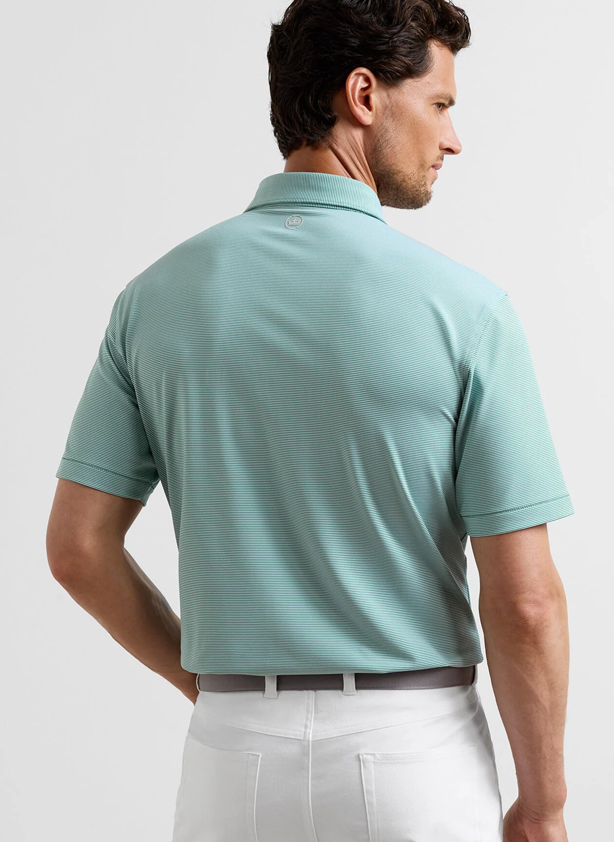 PETER MILLAR Jubilee Stripe Performance Jersey Polo Shirt – Men’s Classic Fit – Snow Pea - Image 3