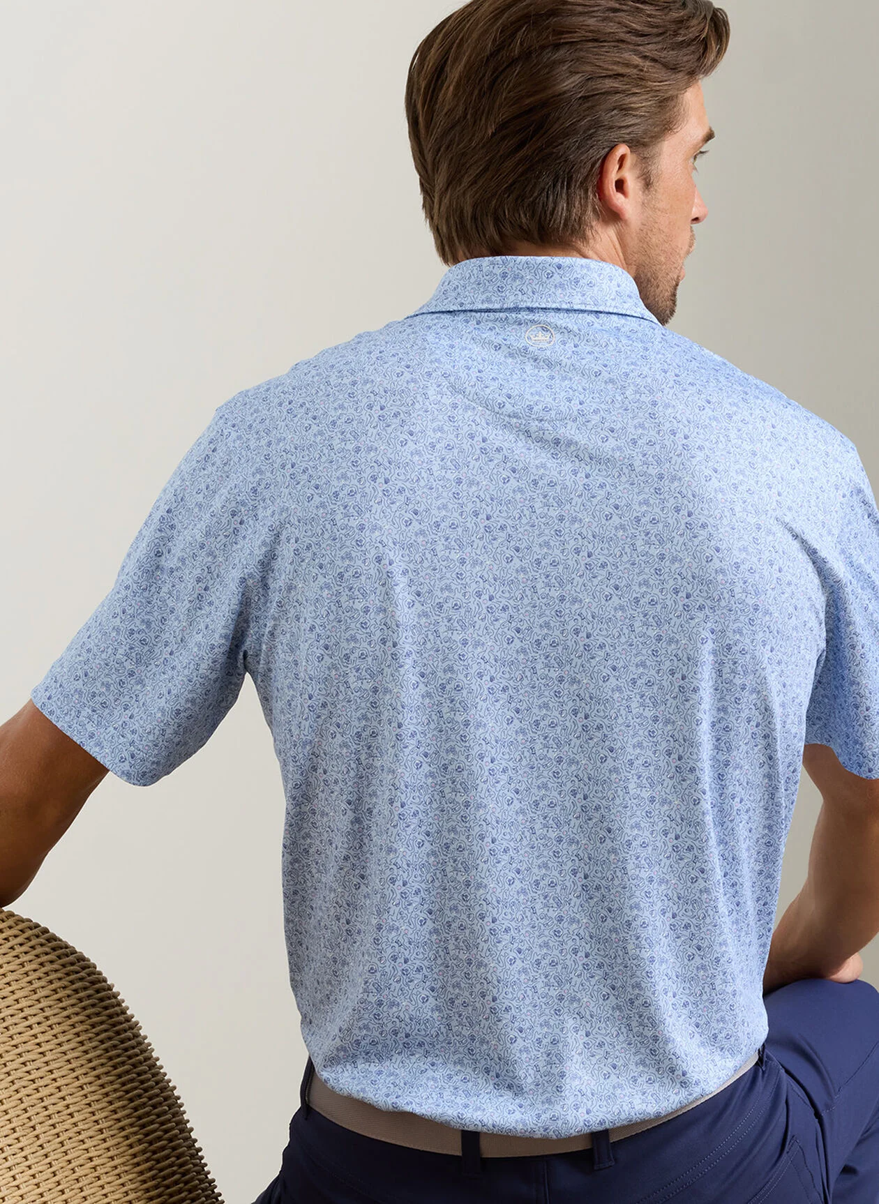 PETER MILLAR Parker Performance Jersey Polo Shirt - Men's Classic Fit - Stream Blue - Image 3