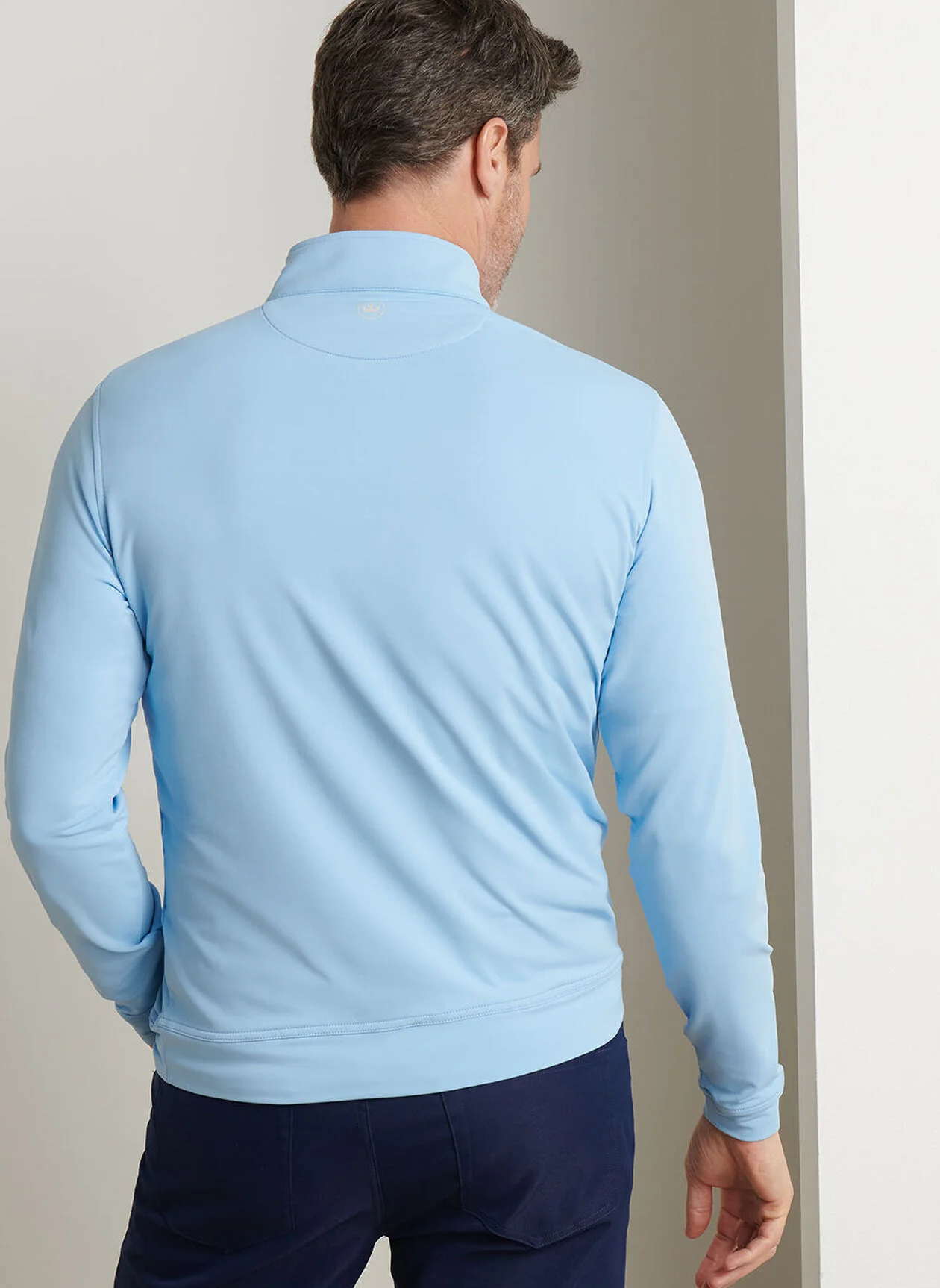 PETER MILLAR Perth Performance Quarter Zip Sweater - Mens - Cottage Blue - Image 3