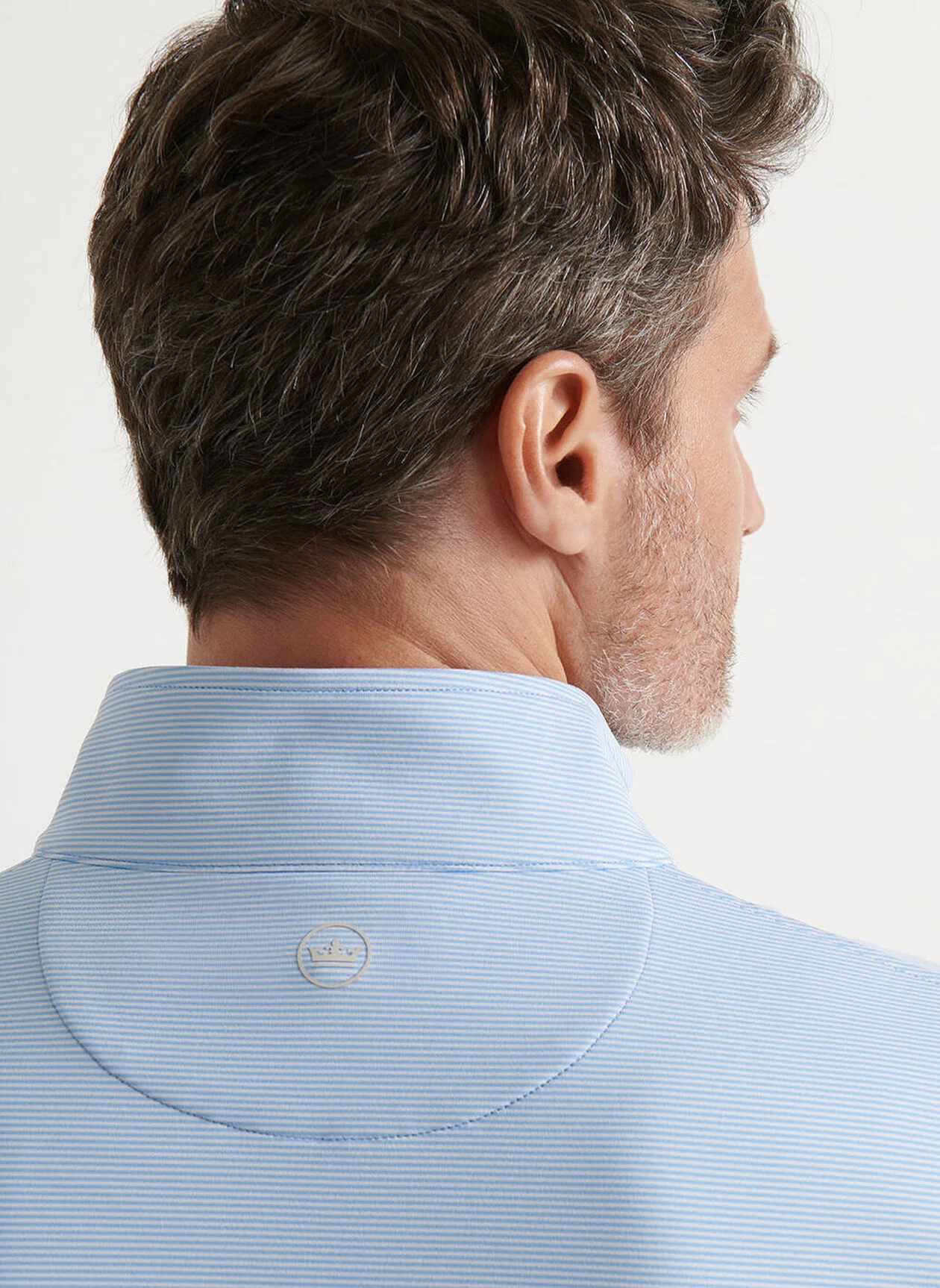 PETER MILLAR Perth Mini Stripe Performance Quarter Zip Sweater - Mens - Cottage Blue / White - Image 5