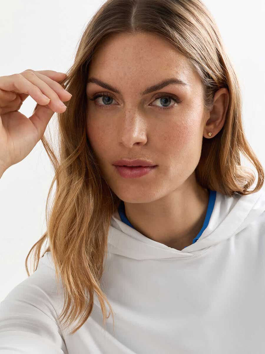 PETER MILLAR Pine Performance Hoodie - Womens - White - Image 2