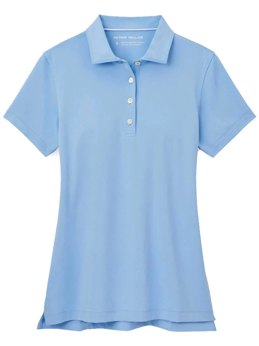 PETER MILLAR Short Sleeved Button Polo - Womens - Cottage Blue